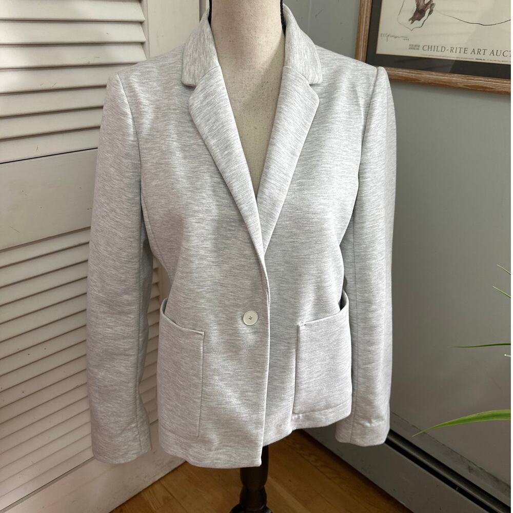 Gap Jacket Womens 12 Heather Gray Icon Blazer Minimalist Elevated Basic Chic